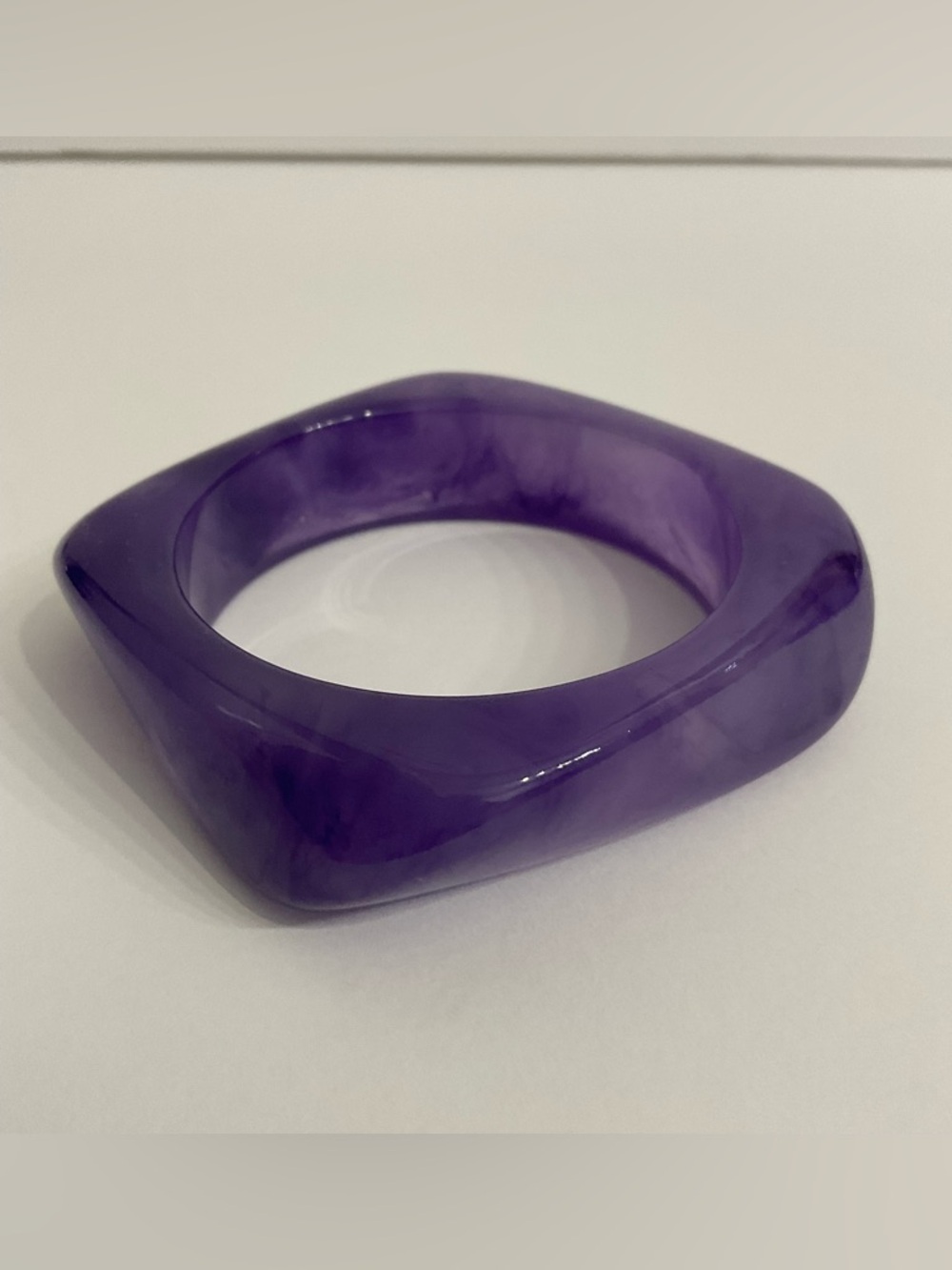 Acrylic Trendy Bangle Bracelets Asymmetric Set Purple - Picture 5 of 6